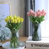 1pcs Bouquet Silicone Artificial Tulip Wedding Home Decoration Bouquet with Stems for Home Wedding Decoration