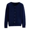 Women Knitted Sweater Coat Round Neck Long Sleeve Single Breasted Solid Color Knitting Cardigan Daily Wear