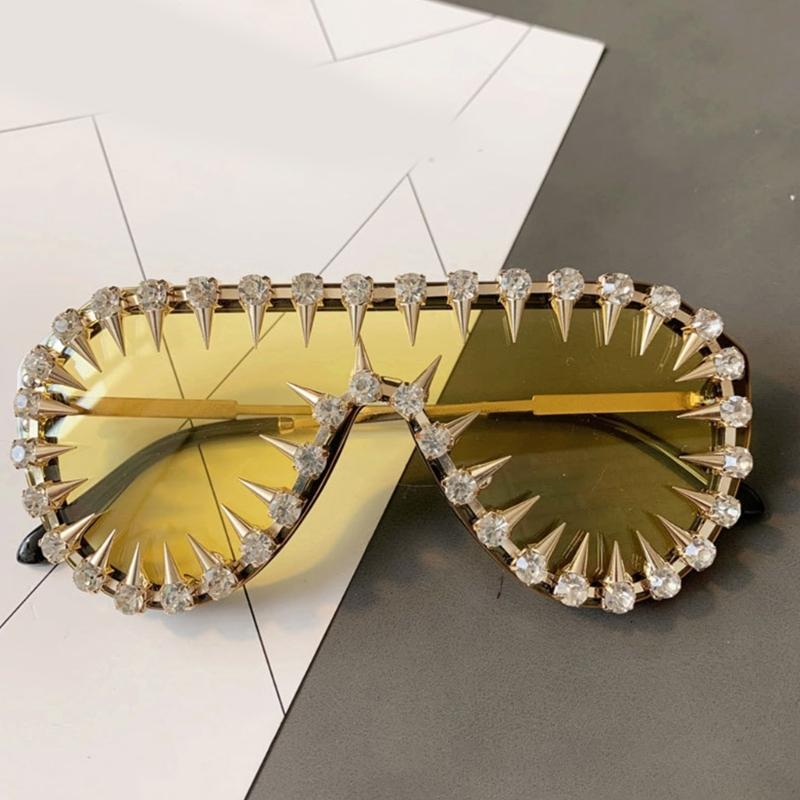 Солнцезащитные очки Blingbling с оправой с кристальными заклепками для женщин, мужчин, унисекс, для музыкального фестиваля и хип-хоп танцевальной вечеринки, нарядные