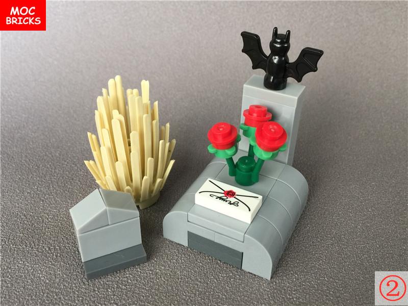 MOC Кубики Хэллоуинская тыква скорпион Зомби Лицо Головной убор Скелет Призрак Кровь Могила DIY Строительные блоки Игрушка для мальчиков