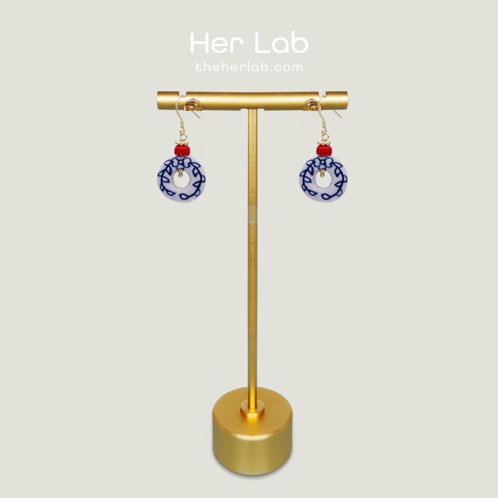 Her Lab Ювелирные изделия | Винтажные простые деревянные круглые полые серьги с геометрическим рисунком, белые массивные серьги-капли