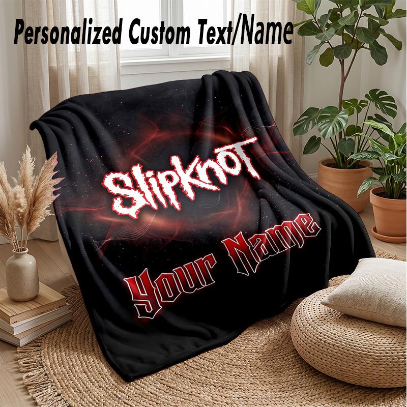 Slipknot Custom Flannel Throw Blanket Print Your Name Text Soft Warm Blanket Holiday Present