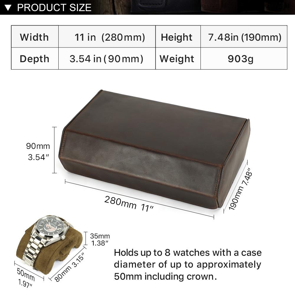 Натуральная кожа ручной работы, 8 слотов, чехол для часов, унисекс, коробка для часов, дисплей для ювелирных изделий, органайзер для хранения часов