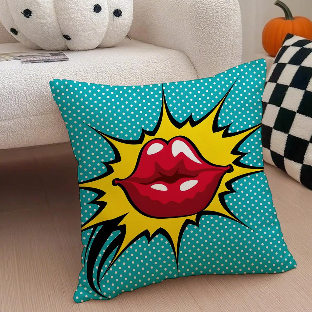 Classic Pop Art American Art RRoy Lichtenstein Cushion Cover Throw Pillow Cover Hidden Button Durable Polyester Chair Cushion