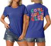 Summer new Womens round neck cool aunts club front and back printed Tshirt loose casual shortsleeved top with a stylish pullo