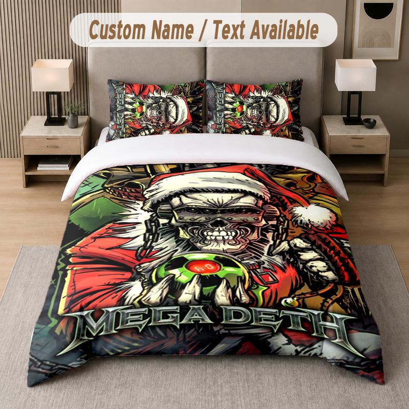 Custom Name Megadeth 3Pcs Duvet Cover Set Personalized Text Bedding Pillowcases Bedroom