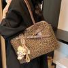 New Leopard Stitching Tote Bag Fashion Retro Matte Large-capacity Handbag Daily Commuter Shoulder Bag