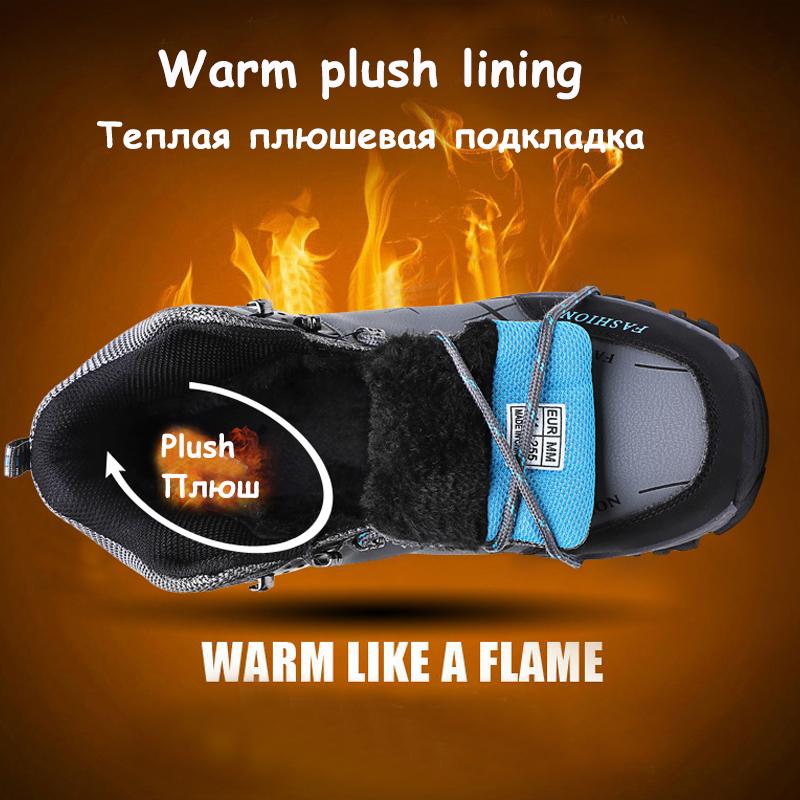 Зимние мужские походные ботинки, теплые непромокаемые зимние ботинки, кожаные кроссовки, мужская уличная спортивная обувь, большие размеры 39-47