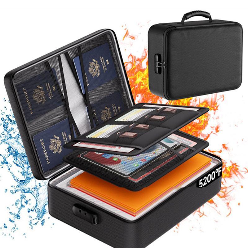 Fireproof Document Box,Hard Case Fireproof Document Organizer with Lock,Portable Fireproof Safe Storage Box Case for Files