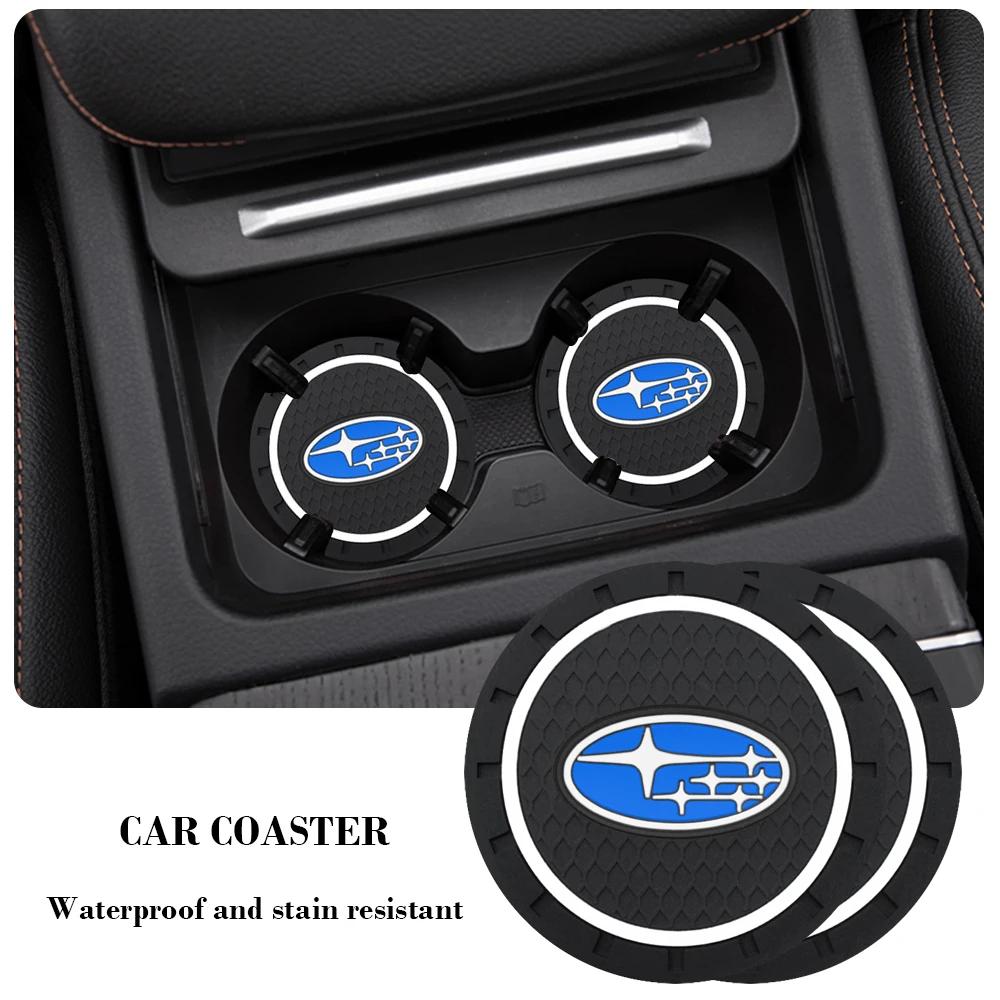 2PCS Anti-Slip Car Coaster For Subaru WRX BRZ DRL STI Outback Legacy Forester Impreza Tribeca Auto Water Cup Bottle Holder Mat PP222