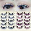 5 пар цветных накладных ресниц для макияжа, густые, преувеличенные, с блестящими стразами, норковые, 3D