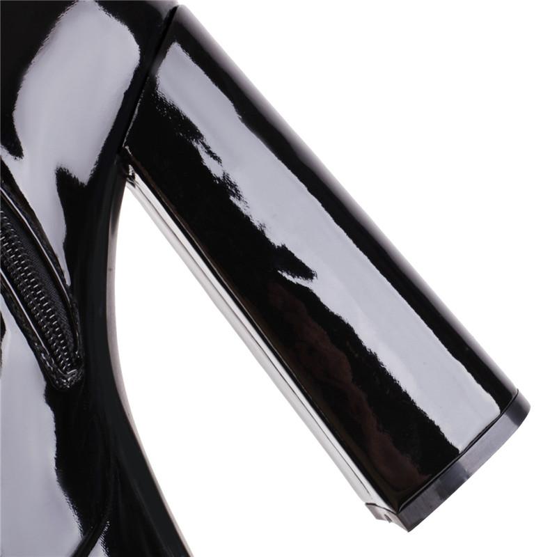 Женские сапоги на высоком каблуке, сексуальные, в европейском и американском стиле, водонепроницаемые, на толстом каблуке, однотонные, большого размера, до колена