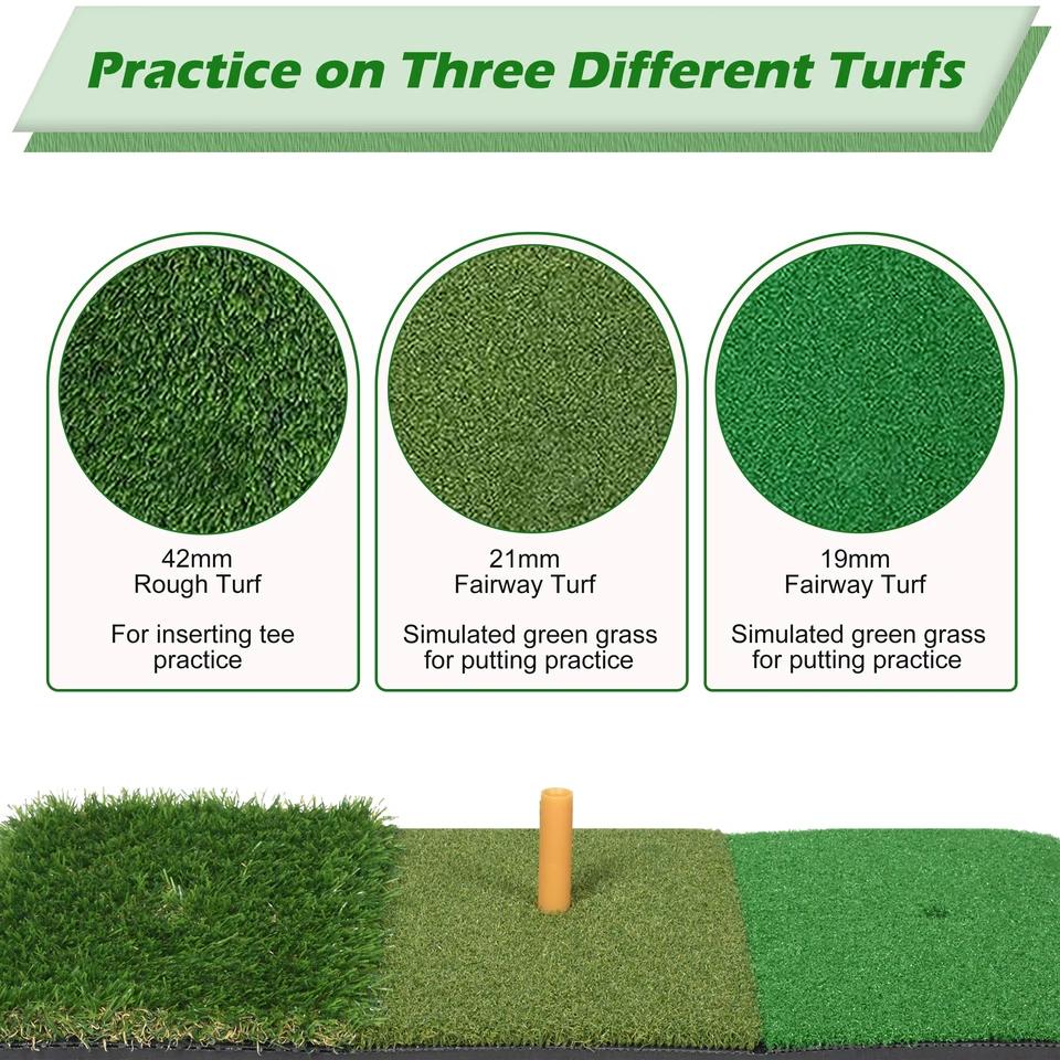 Golf Swing Trainer Hitting Mat 30*60Cm Indoor Outdoor Mini Practice Durable PP Grass Pad Backyard Exercise Training Mat Rubber
