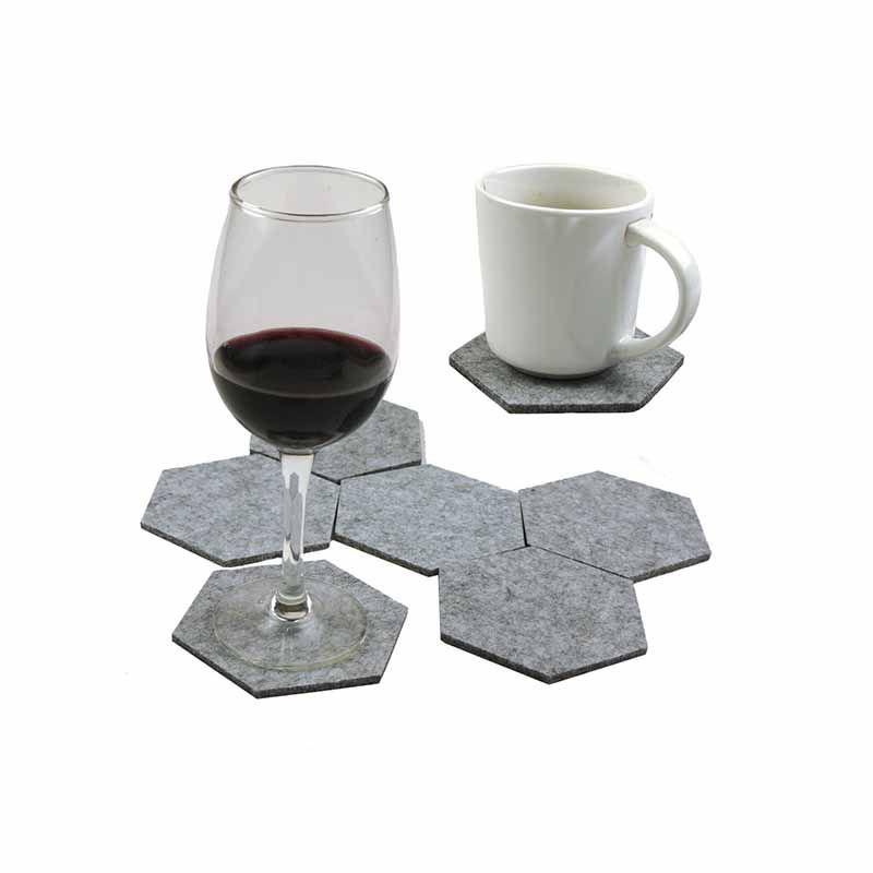 Versatile And Stylish Pack Of 6 Felt Fabric Hexagon Cup Mat Drink Coasters For Any Beverage