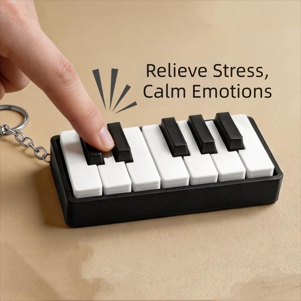 Mechanical Touch Fidget Piano Charm Keyring Novelty Piano Key Fidget Figurine Car Key