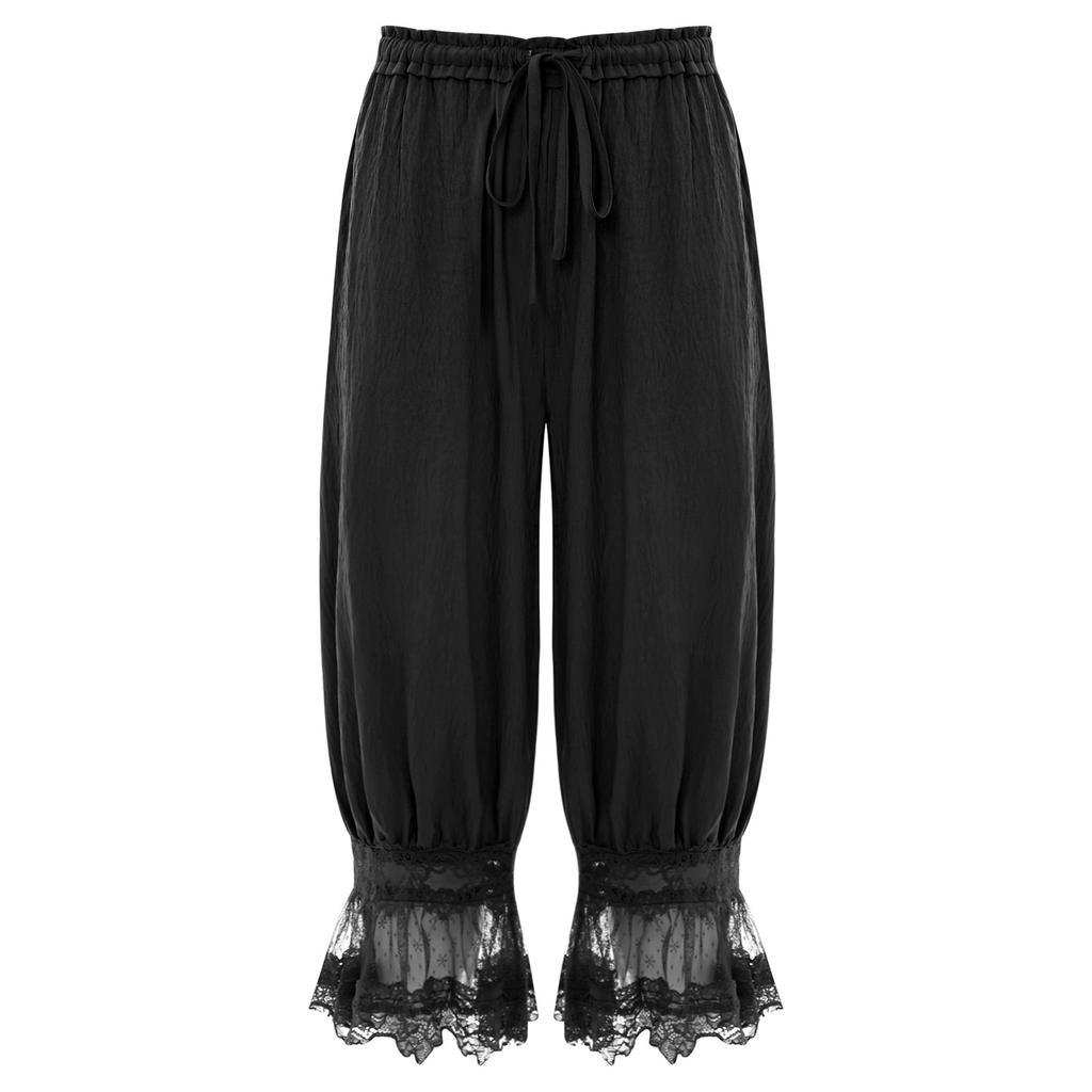 Женские длинные штаны-шаровары для дома, свободные штаны-афгани, эластичный пояс на шнурке, средневековый стиль, брюки миди