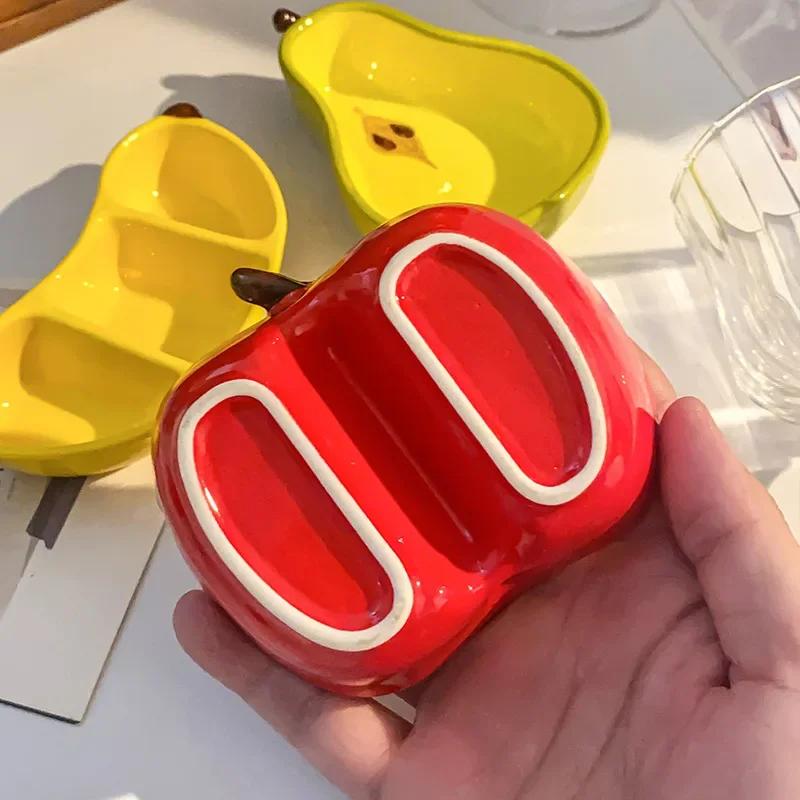 Милые мультяшные керамические тарелки, забавные тарелки в форме фруктов, бытовая тарелка для закусок для свадьбы, роскошная сервировочная тарелка для соуса и приправ, маленькая тарелка