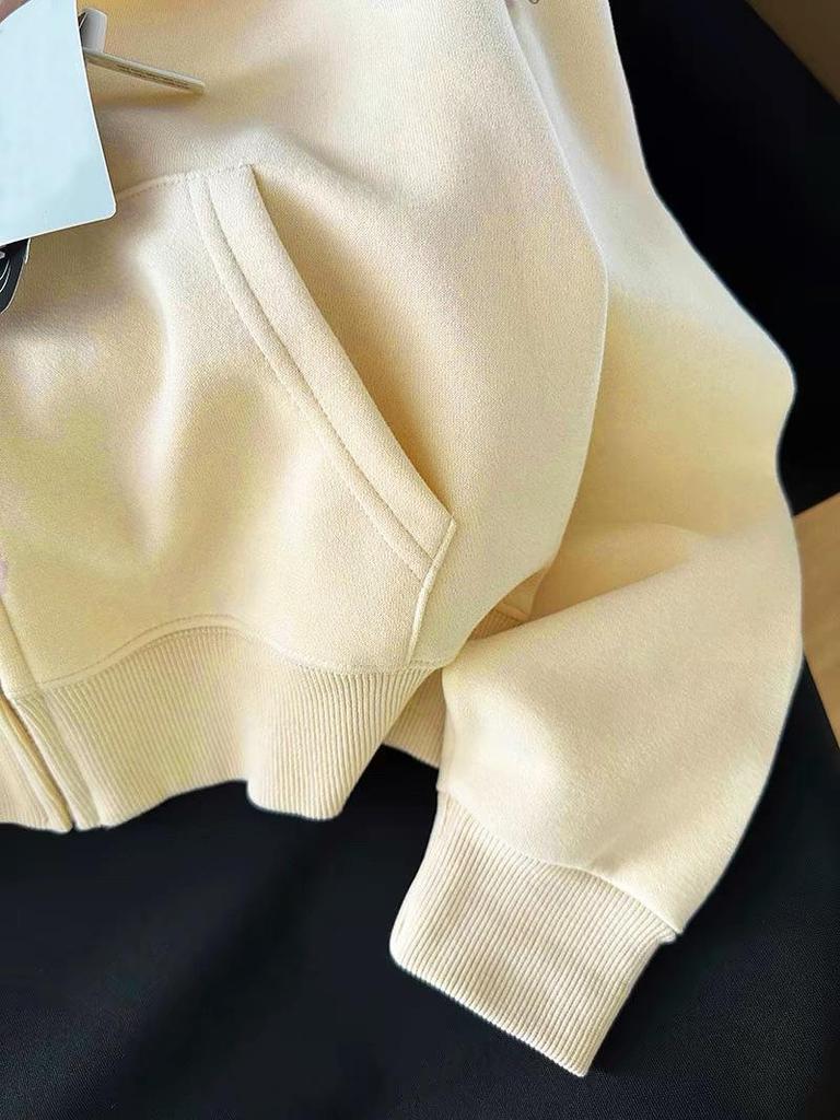 Женская белая толстовка с капюшоном в корейском стиле, куртка-кардиган на молнии