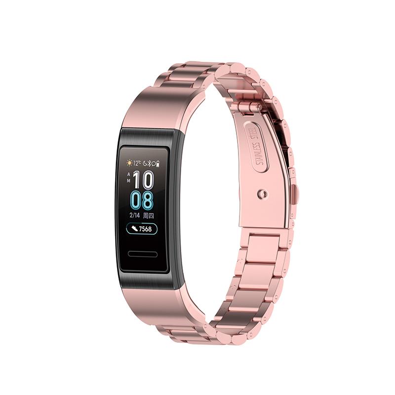 For Honor Band 4/5 Stylish Watch Band Stainless Steel 3 Beads Replacement Wrist Strap with Buckles