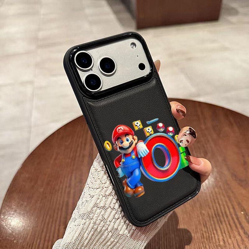 Марио подает заявку на чехол для мобильного телефона Apple 17 iphone16pro15/14 противоударный 13 полноразмерный 12 кожаный узор большие отверстия