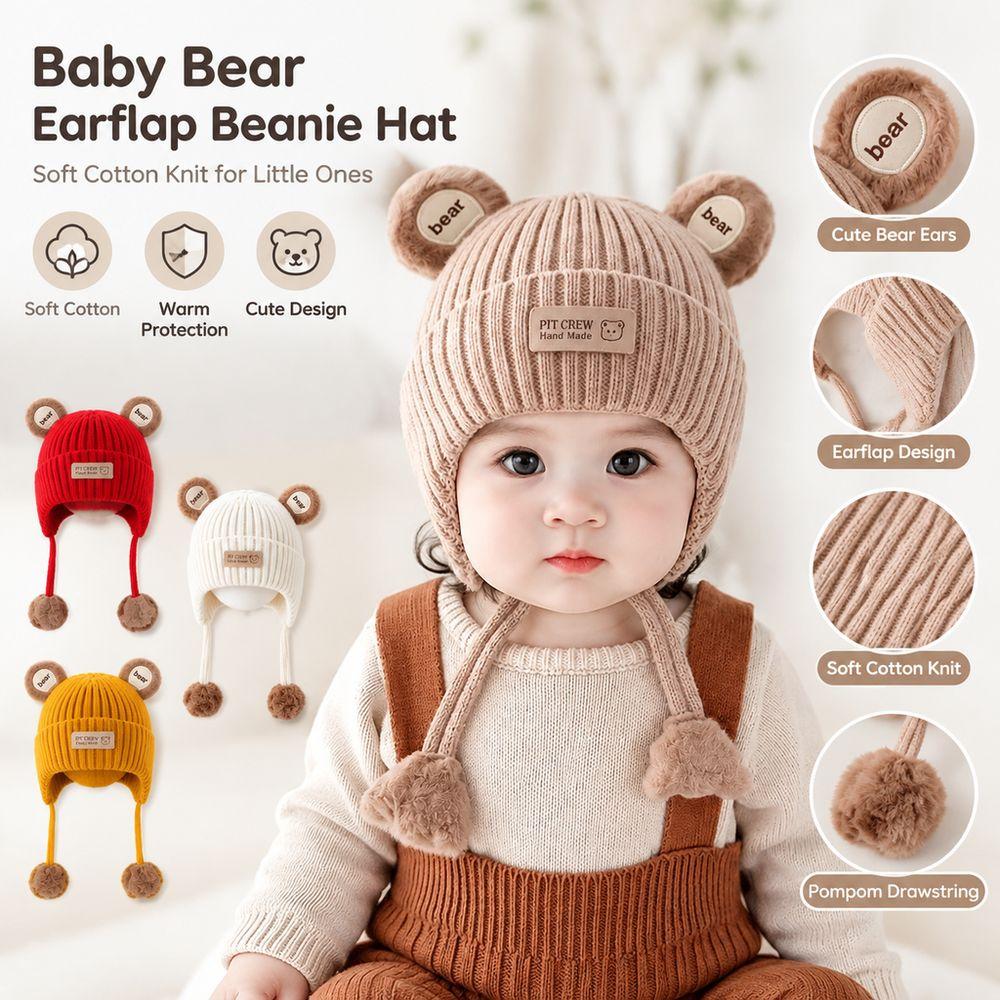 Bear Ear Infant Earflap Beanie Cotton Kids Knitted Cap Gifts Baby Bear Hat Toddlers
