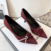Трендовые красные элегантные женские красные туфли удобные кожаные туфли на высоком каблуке женские туфли с острым носком свадебные туфли женские zapatos mujer