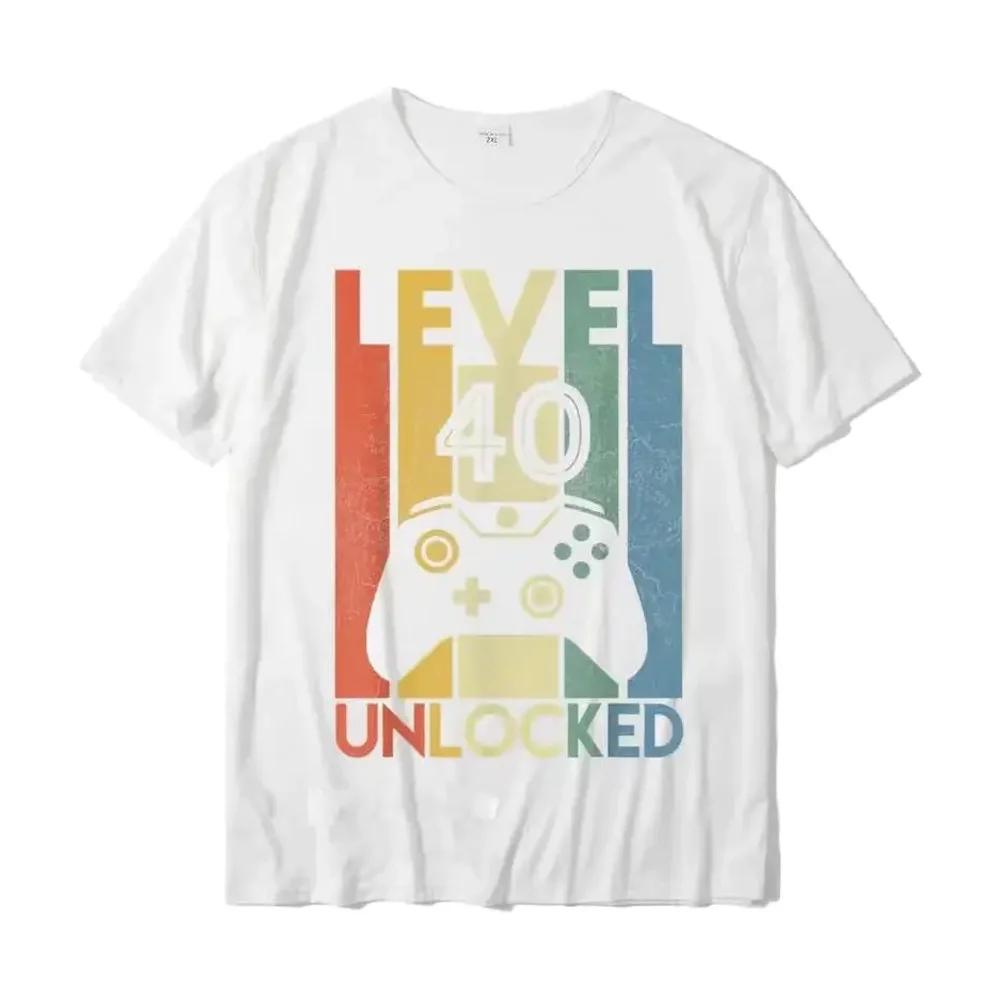 Level 40 Unlocked Funny Video Gamer 40th Birthday Gift T Printed on for Unisex Wholesale T Shirts Party Graphic TShirts Fashion