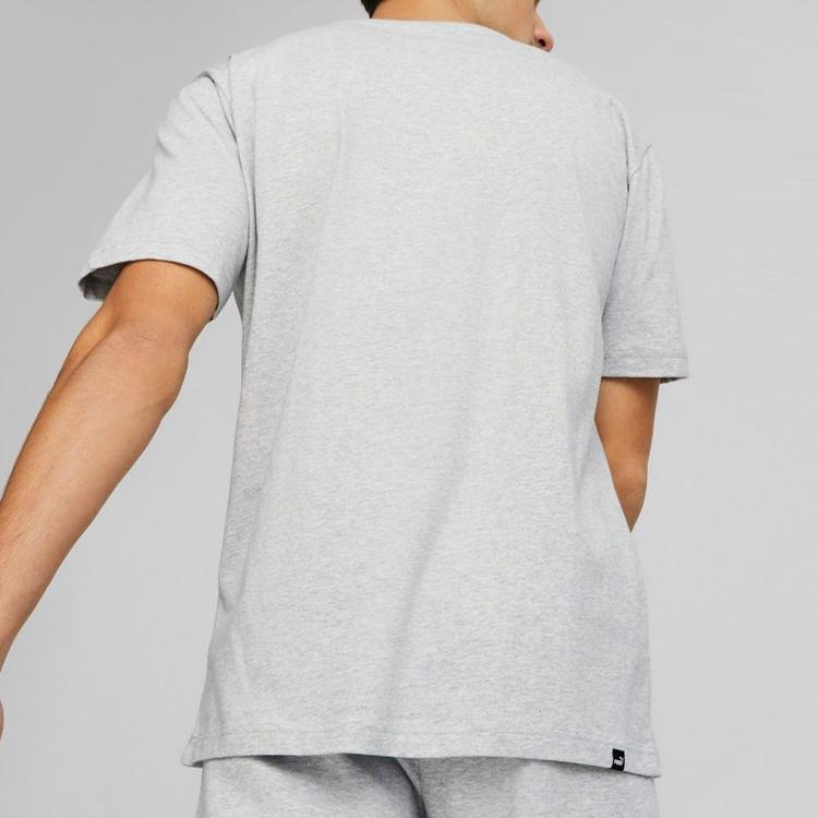 Puma Logo Solid Color Crew Neck Pullover Short Sleeve Drop Shoulder T-Shirt Men T-Shirts Light-Heather-Gray 675704-04