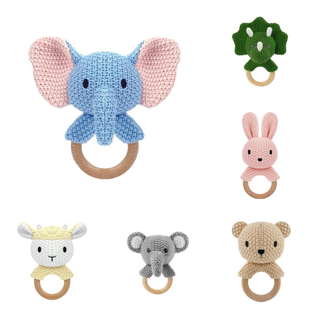 Baby Toy Collection Of Knitted Animal Rattles With Soft Plush Fabric For Infant Sensory Stimulation