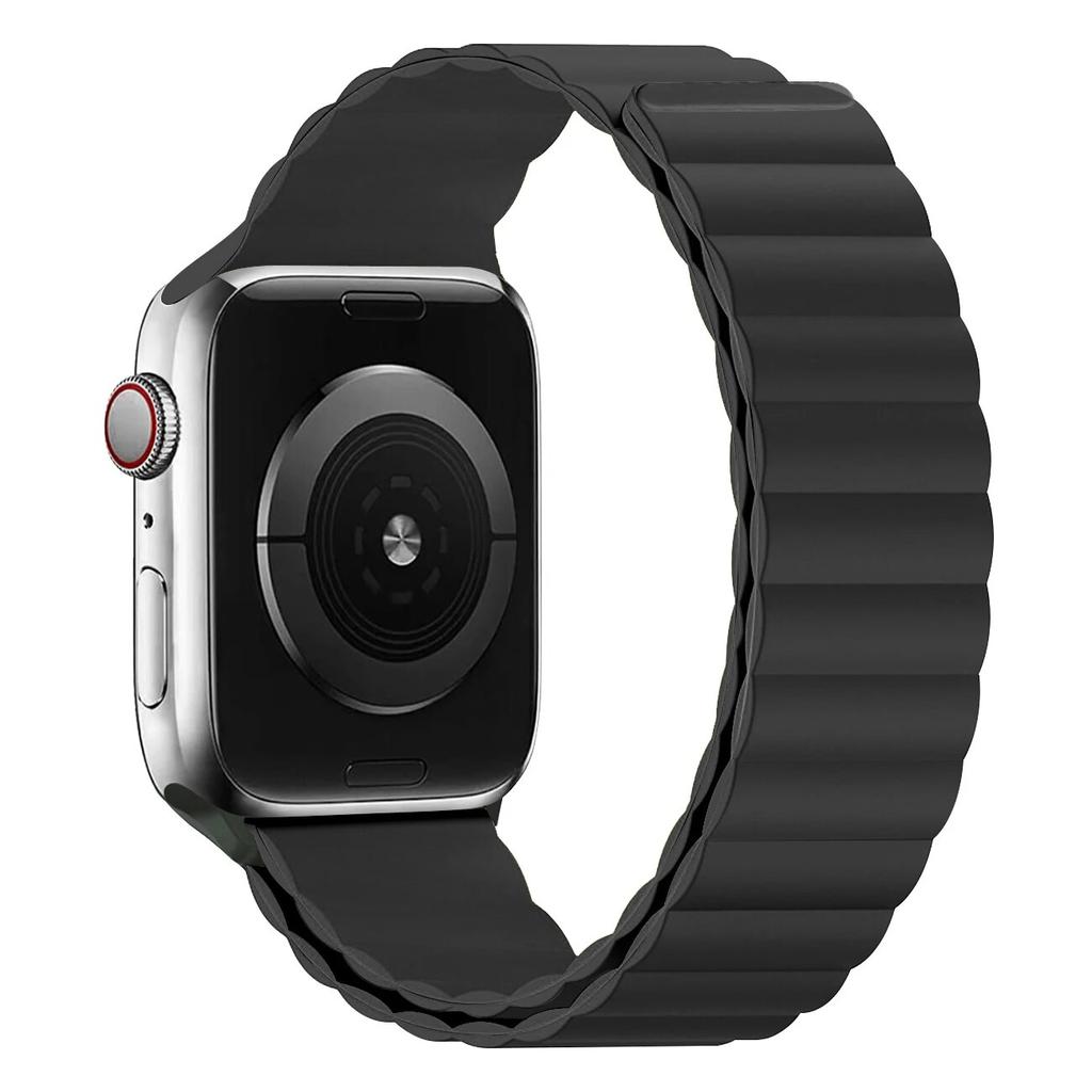 Ремешок для Apple Watch Band 44 мм, 40 мм, 45 мм, 41 мм, 42 мм, 38 мм, силиконовый браслет с магнитной петлей iWatch Series 8 7 Ultra 3 5 6 SE