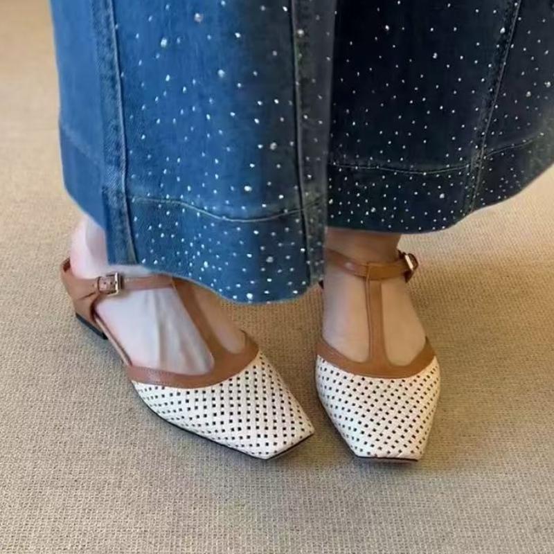 Мода Мода Закрытый носок Дизайн с вырезами Женские полушлепанцы Уличные шлепанцы Балетки Мюли Шлепанцы 2025 Роскошные Балетки с квадратным носком Сандалии