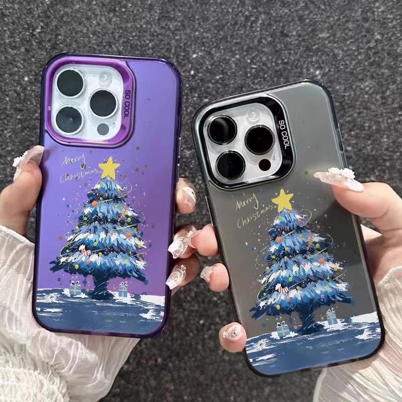 Новая Елка Новый Год Подарок Чехол для Телефона Для iPhone 15 14 11 12 13 Pro Max X XS XR 8 7 14 Plus Защита Камеры Покрытие Обложка