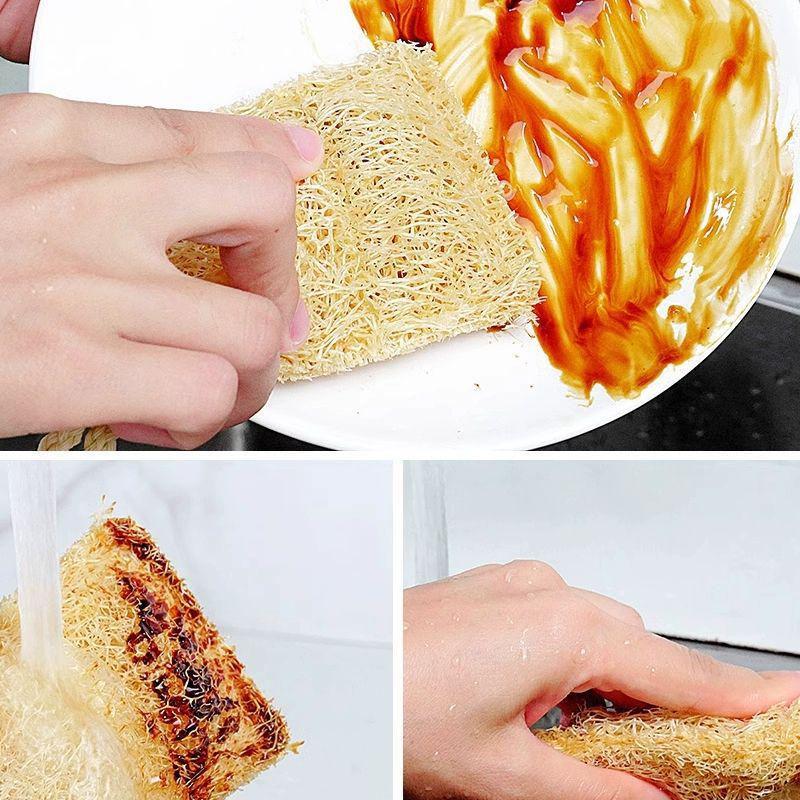 Loofah Dishcloth: Non-Stick Oil Stain Removal Scrubbing Pad for Kitchen Cleaning