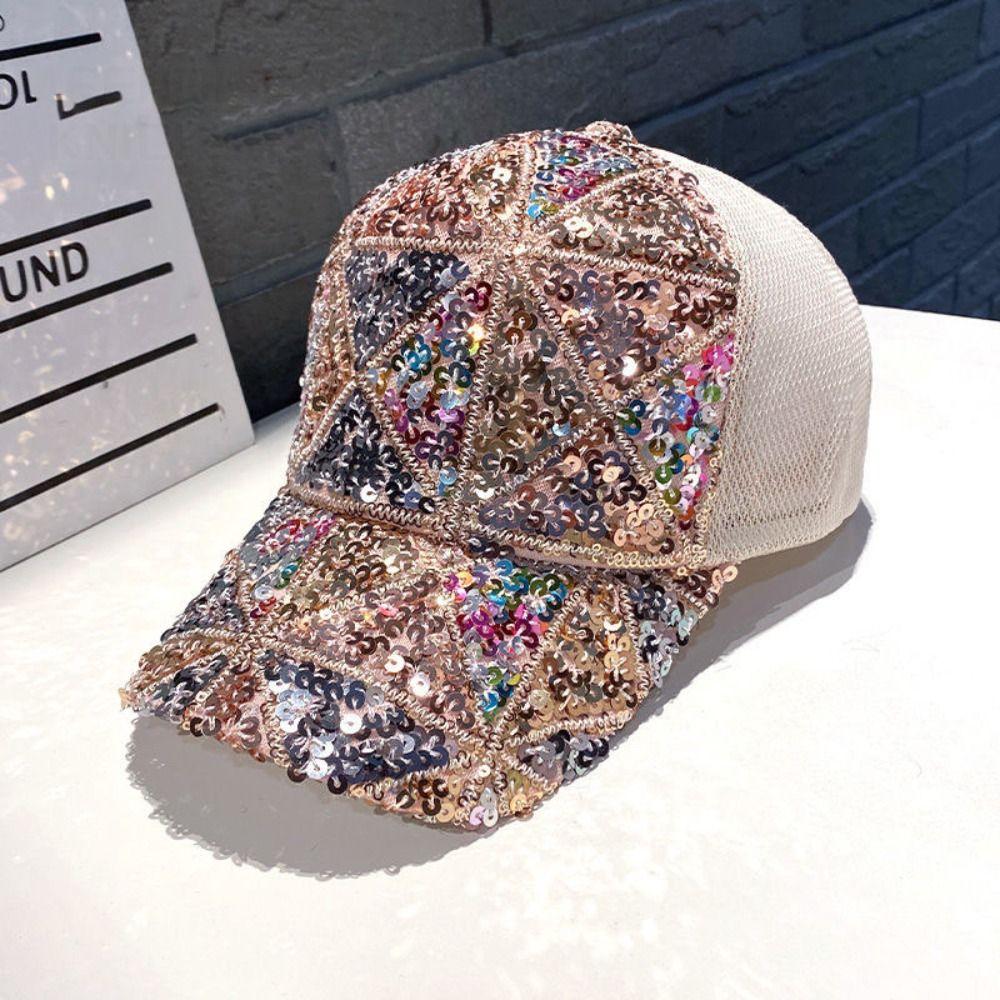 Хлопковая блестящая кепка-сетка, регулируемая, бейсболки-сетки, модные солнцезащитные шляпы для женщин, девушек