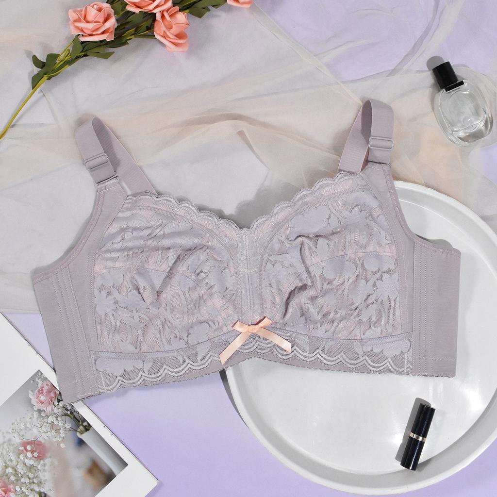 Lace No-wire Push-up Bra with Adjustable Straps Slim Fit Plus-size Underwear