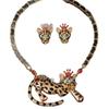 BJ Animal Style Cheetah Necklace Colorful Treasure Exaggerated Leopard Head Earrings Personalized Antique Heavy Industry Jewelry