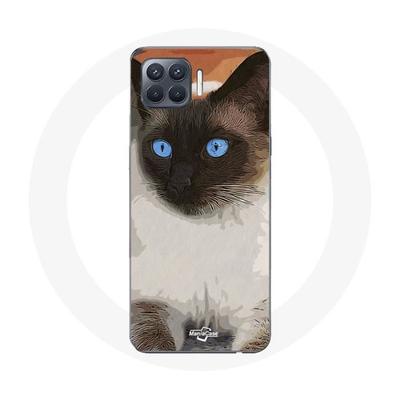 Coque Pour Oppo A93 Chat Siamois Noir Et Blanc Yeux Bleus