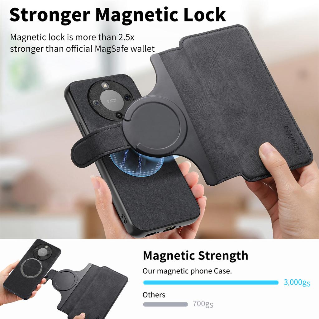 CASENEO MW-03 Съемный кошелек-чехол для Honor Magic8 Lite 5G / X9d 5G / X70 5G Кожа + ТПУ Чехол для телефона