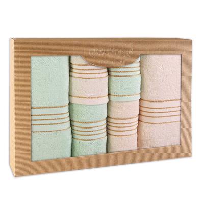 Cotton Towel Set, 6 Pieces In a Box, 50x90 + 70x140, Cream and Mint Color