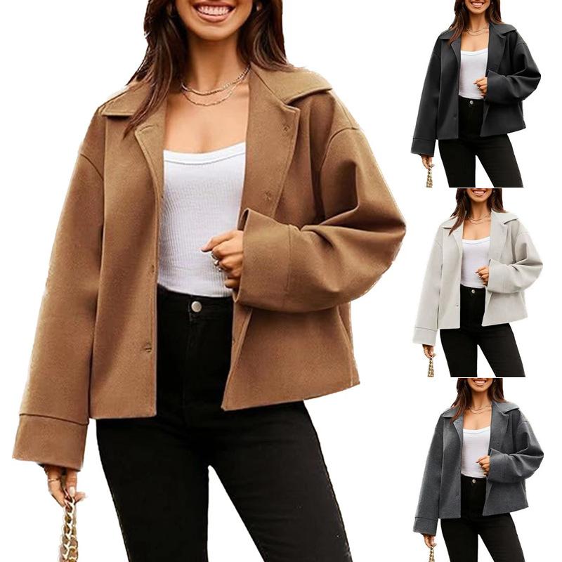 Women S Short Blazer Long Sleeve Button Casual Office Top