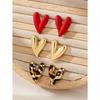 3 Pairs Fashion Personalized Metallic Enamel Leopard & Heart Stud Earring Set, Suitable For Party And Multiple Occasions For Women