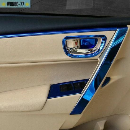 Blue Interior Door Bowl Cover Trim Decor Fit For Toyota Corolla 2014-2018 New