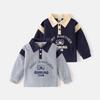 Spring children's POLO sweater new long-sleeved lapel boys thin sweater cartoon foreign top children's clothing