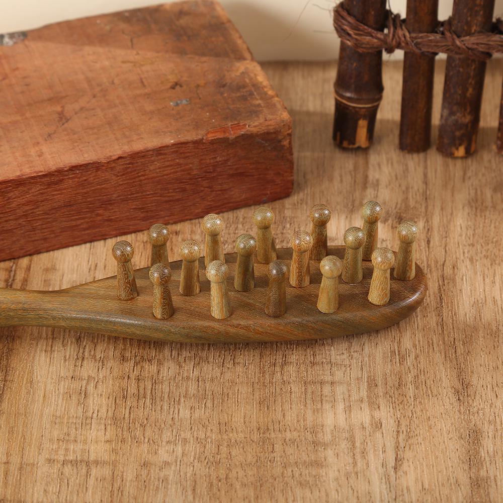 Green Sandalwood Meridian Scalp Massage Comb with Long Handle