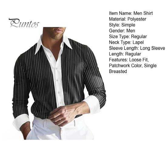Мужская рубашка с длинным рукавом, лацканами, дизайном, рубашка с пуговицами, планкой, полосатым принтом, цветная рабочая рубашка в стиле пэчворк