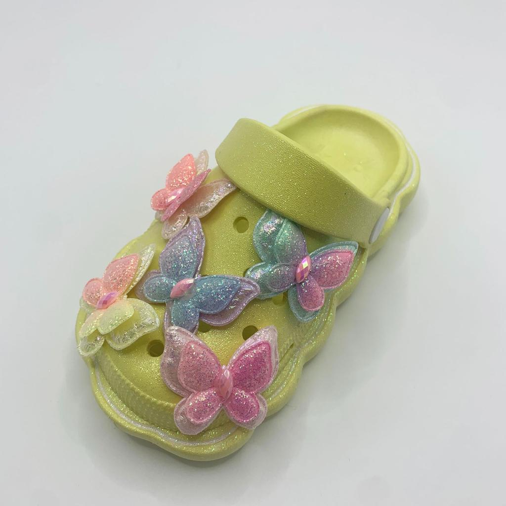 Детские туфли с плоским дном и отверстиями, летние, новые, с рисунком бабочки, для девочек и мальчиков, для малышей, с сумкой, для головы, классные тапочки для улицы