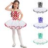 Kids Girls Ballet Dance Tutu Dress Christmas Candy Cane Tulle Mesh Ballerina Dance Costume Stage Performance Outfits Santa Dress