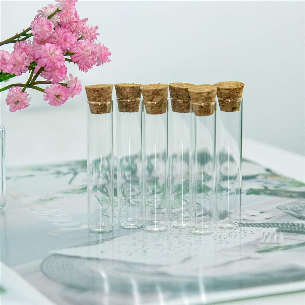 Упаковка из 100 прозрачных стеклянных флаконов для пробирок объемом 4 мл с пробкой. Размер стеклянного флакона — 12 x 60 мм. Пробки для пробирок.. - бутылка.