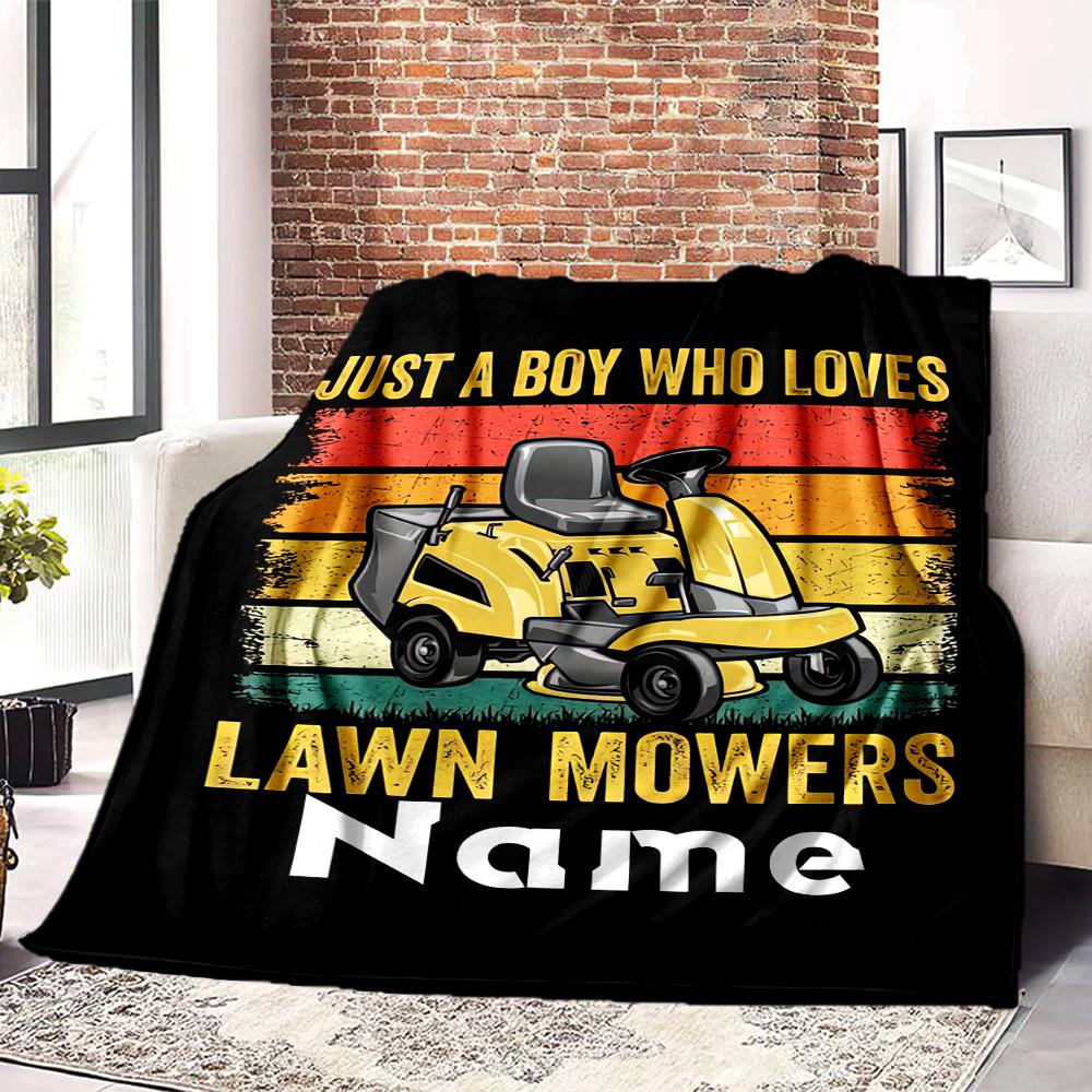 Lawn Mowers Home Customize Your Name Blankets Comfortable Soft Lightweight Multiseasonal Blanket For Picnics Sofas Offices Beds Living Rooms Perfect