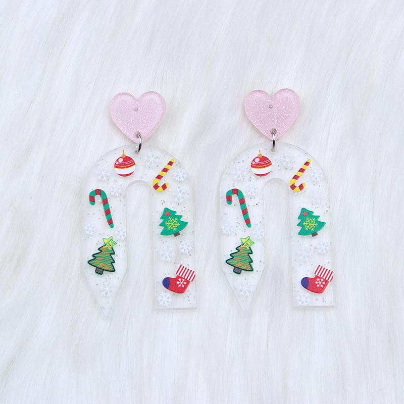 Christmas Acrylic Dangle Earrings: Reindeer, Candy Cane, Tree & Snowflake Designs